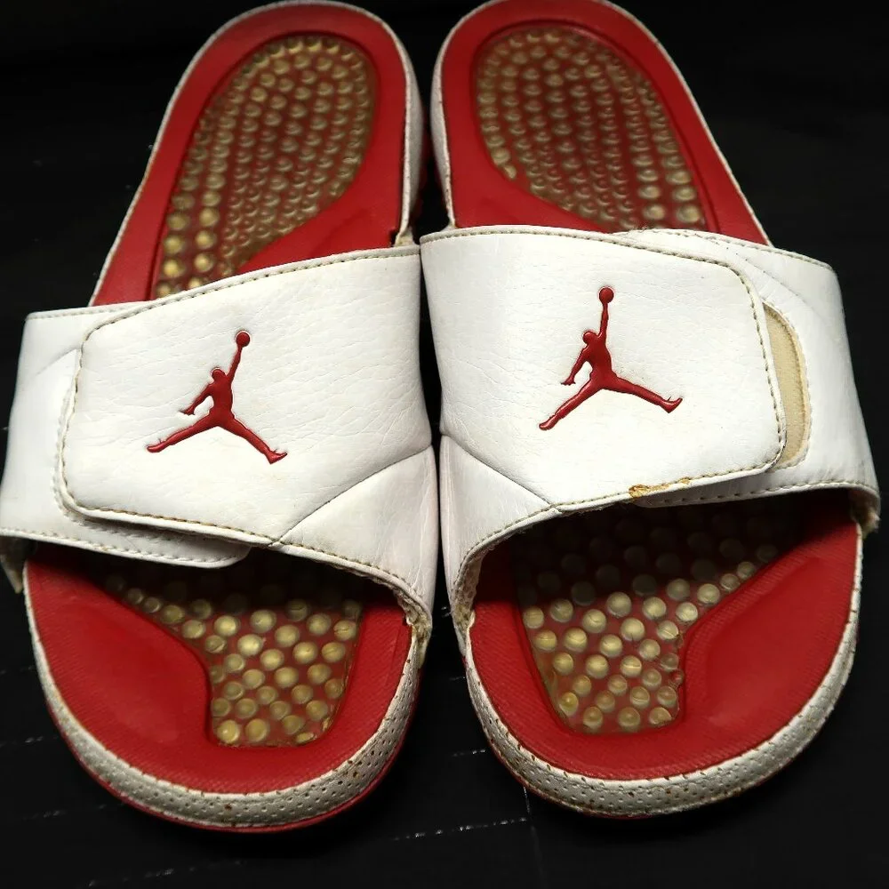 2006 Air Jordan Sandals Sz 8 DAMAGED Project Pair Ripped Strap DIY See Photos